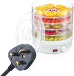 مجفف طعام، 5 صواني قابلة للتكديس مع درجة حرارة قابلة للتعديل