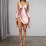 ⁦ملابس نوم للنساء، طقم بيجامة من روب وقميص نوم عصري للاسترخاء ناعم وقابل للتمدد من البوليستر والسباندكس⁩ - الصورة ⁦3⁩