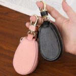 ⁦حافظة مفاتيح السيارة مصنوعة من جلد البولي يوريثين وسلسلة مفاتيح مع خطاف معدني وحقيبة بسحاب لمفتاح التحكم عن بعد المنزلي⁩ - الصورة ⁦5⁩