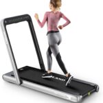 جهاز السير المتحرك سكاي لاند فيتنس 2 في 1 مشي مع وسادة ووسادة جري تحكم عن بعد ومكبر صوت بلوتوث محرك = بقوة 2.25 حصان ~4 القوة القصوى EM-1282-G رمادي