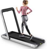 جهاز السير المتحرك سكاي لاند فيتنس 2 في 1 مشي مع وسادة ووسادة جري تحكم عن بعد ومكبر صوت بلوتوث محرك = بقوة 2.25 حصان ~4 القوة القصوى EM-1282-G رمادي