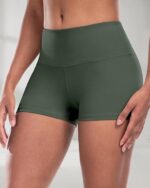 ⁦شورت يوغا 7.6 سم من السباندكس للنساء - شورت رياضي بخصر مرتفع للتحكم في البطن، مناسب للجري وركوب الدراجات⁩ - الصورة ⁦3⁩