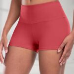 شورت يوغا 7.6 سم من السباندكس للنساء - شورت رياضي بخصر مرتفع للتحكم في البطن، مناسب للجري وركوب الدراجات